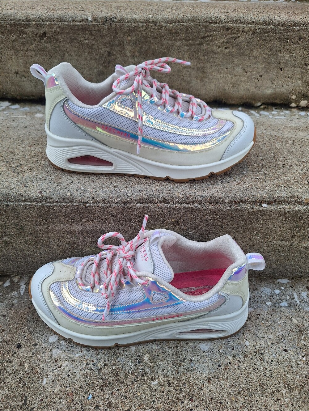 Skechers Sky Pop Uno Holographic Sneakers Size 7.5